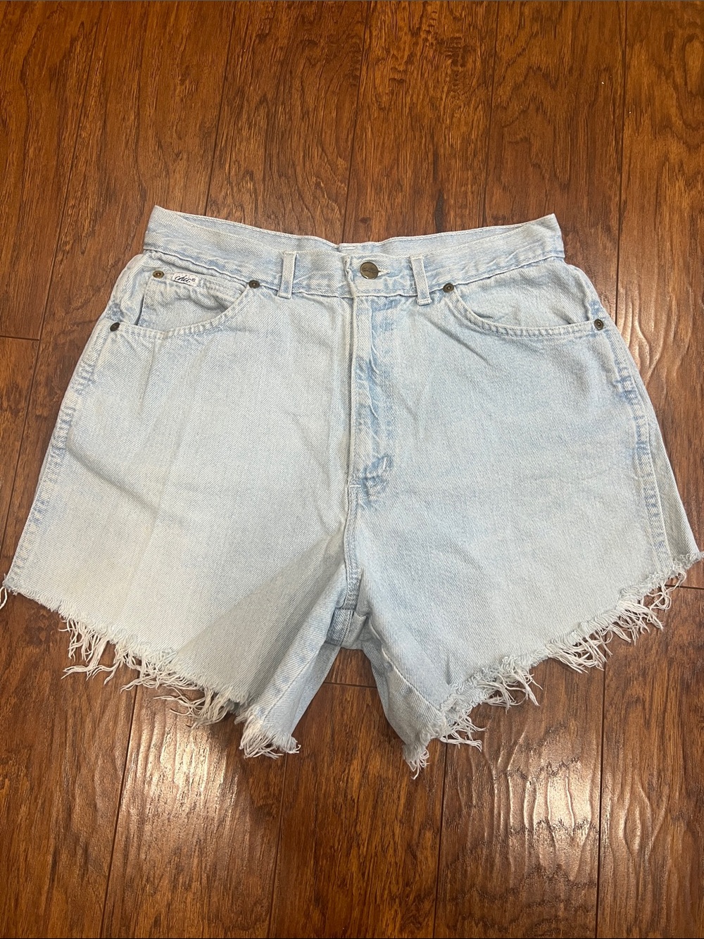 Vintage Chic Jeans Light Wash Denim Cutoff Shorts Hi Rise 90s Womens SZ 12